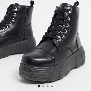 Koi black platform boots size 8 vegan leather